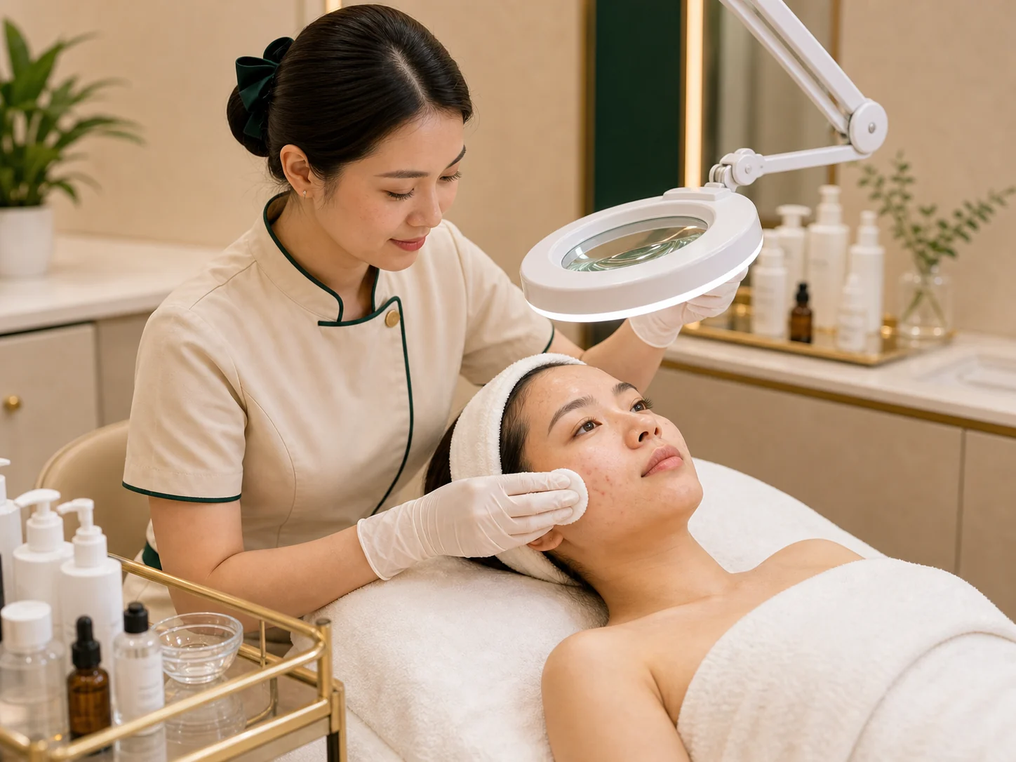 Chăm sóc da mụn nhẹ nhàng tại Doris Beauty Spa