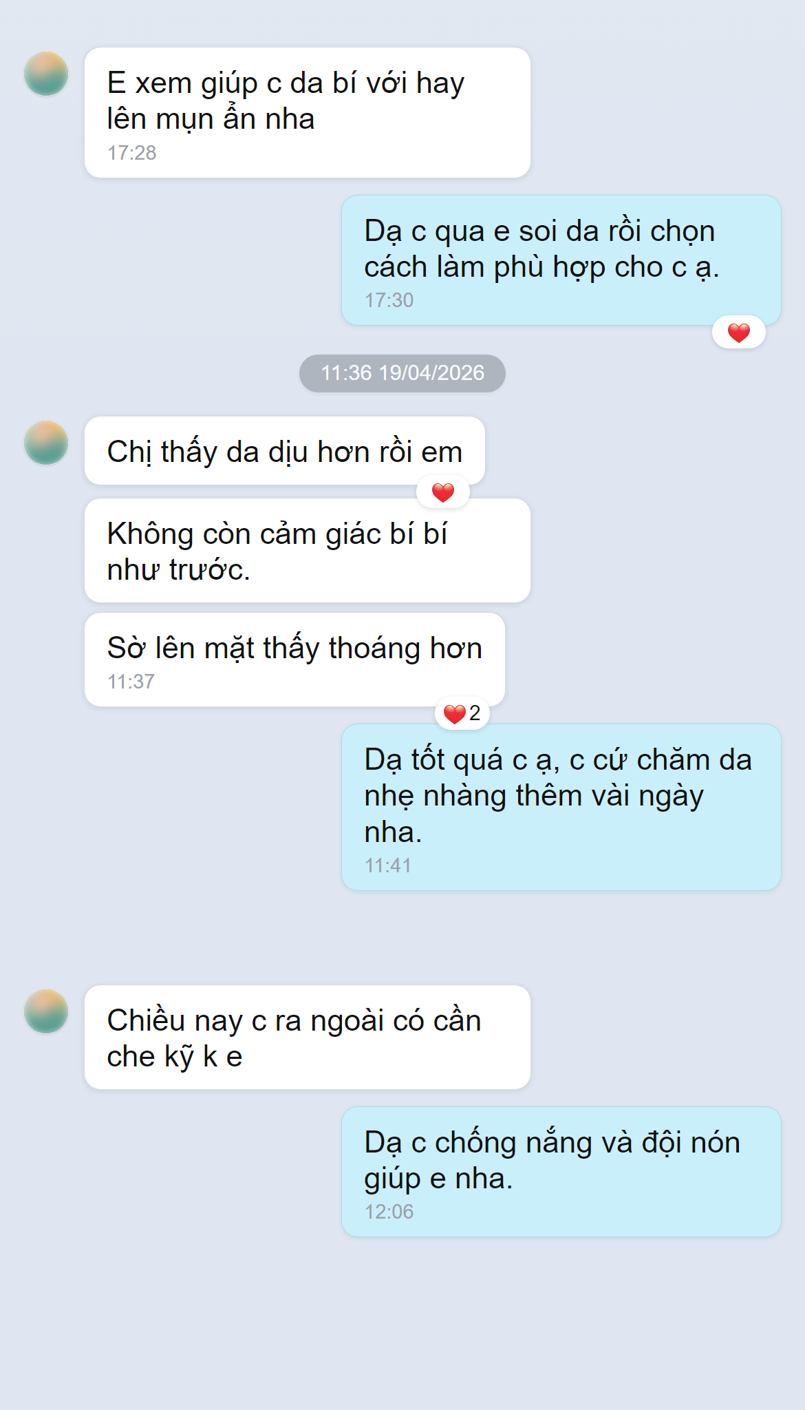 Ảnh chụp màn hình phản hồi khách hàng về Aqua Plasma tại Doris Beauty Spa
